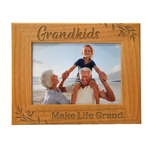 Grandkids Make Life Grand Engraved Wood Photo Frame