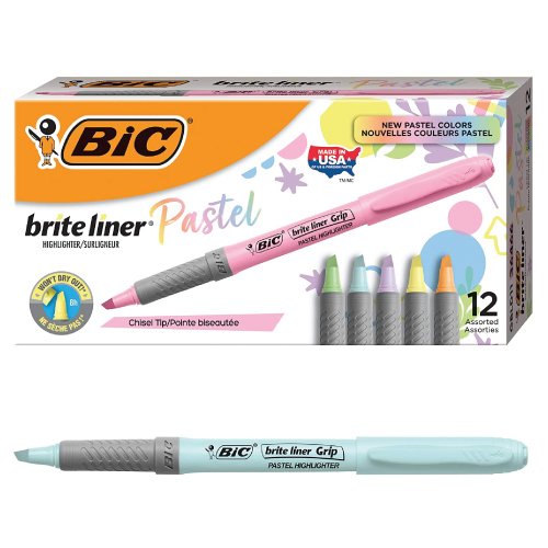 BIC Brite Liner Grip Pastel Highlighters