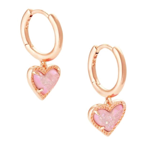 rose gold pink heart earrings