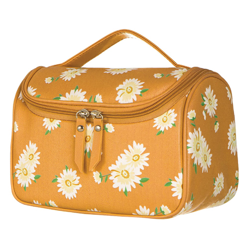 floral mustard cosmetic bag