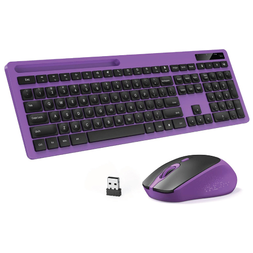 wireless purple keyboard and mouse