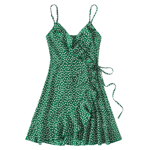 green floral polka dot dress