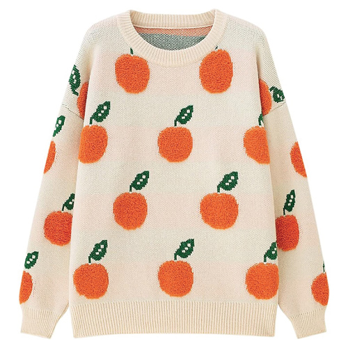 orange print sweater