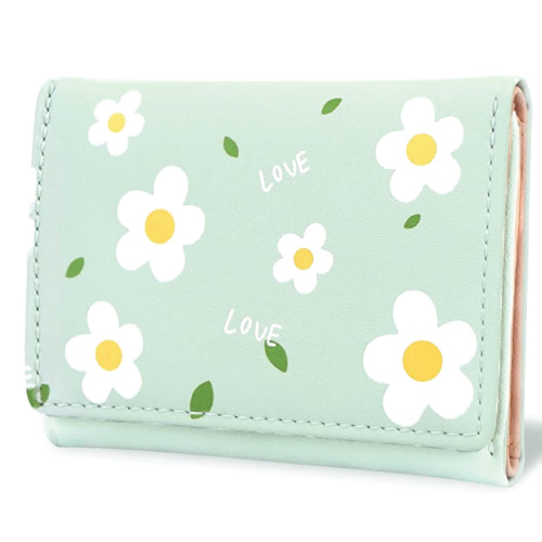 Soft green daisies wallet