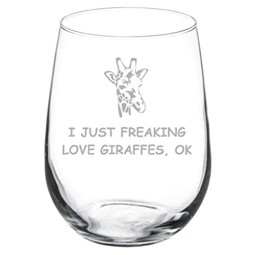 Love Giraffes Wine Glass