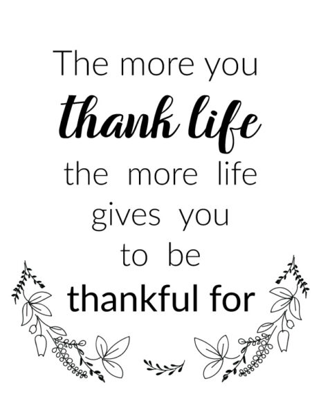 Thankful life quotes wall poster