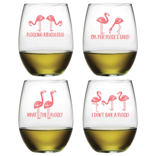 Flocking Ridiculous Flamingo Wine Glass 